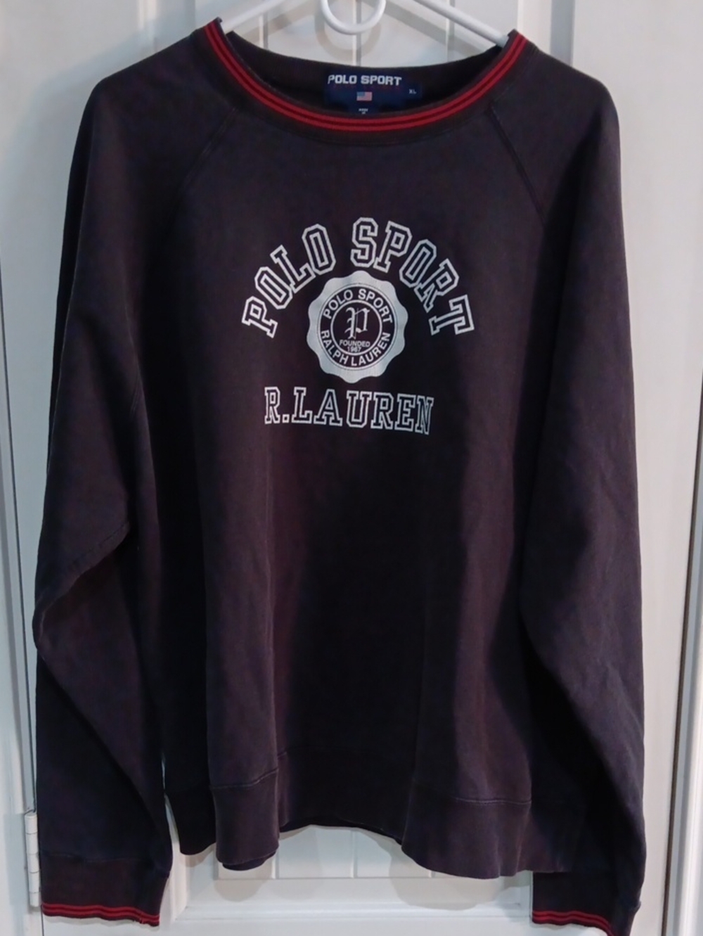 VTG 90s Polo Sport Ralph Lauren Raglan Sweatshirt Hong Kong Heavy Cotton XL